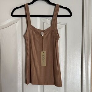 Elan Brown Ribbed Tank Top